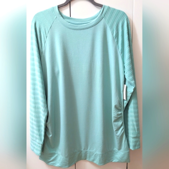 MATERNITY, A:GLOW, Tunic Sweatshirt, Mint, Size Large. - Picture 2 of 9